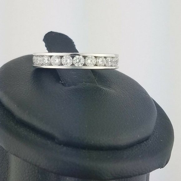 14k Solid White Gold 3.5mm ETERNITY Wedding Band - Picture 5 of 16
